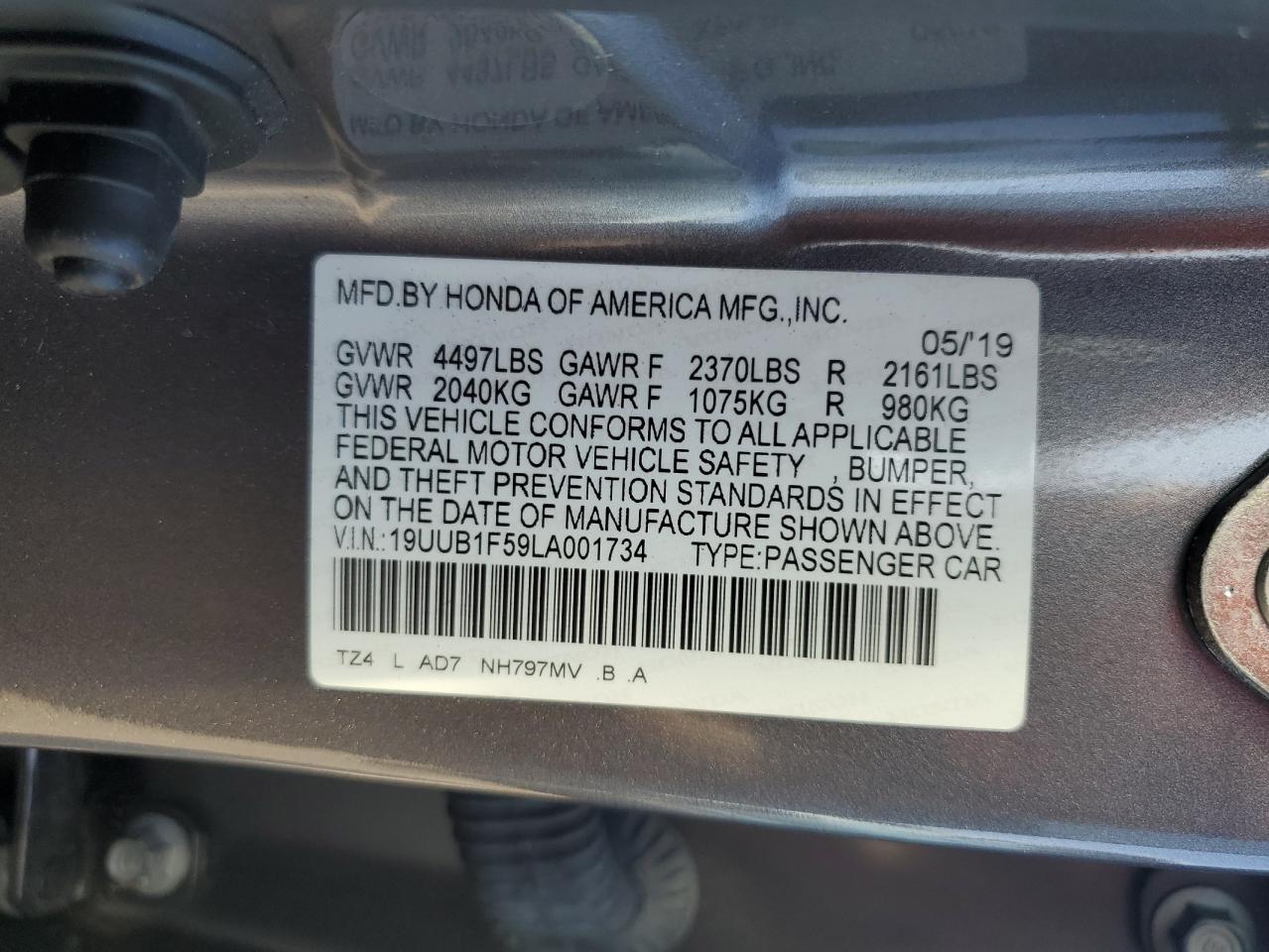 2020 Acura Tlx Technology VIN: 19UUB1F59LA001734 Lot: 70266755