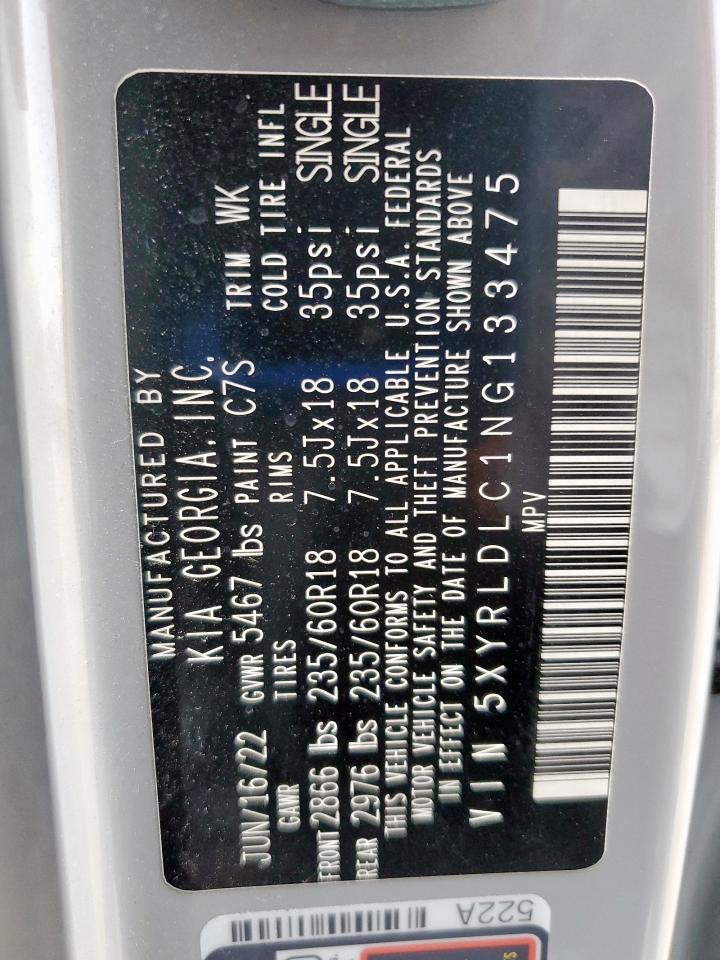 2022 Kia Sorento S VIN: 5XYRLDLC1NG133475 Lot: 71159175