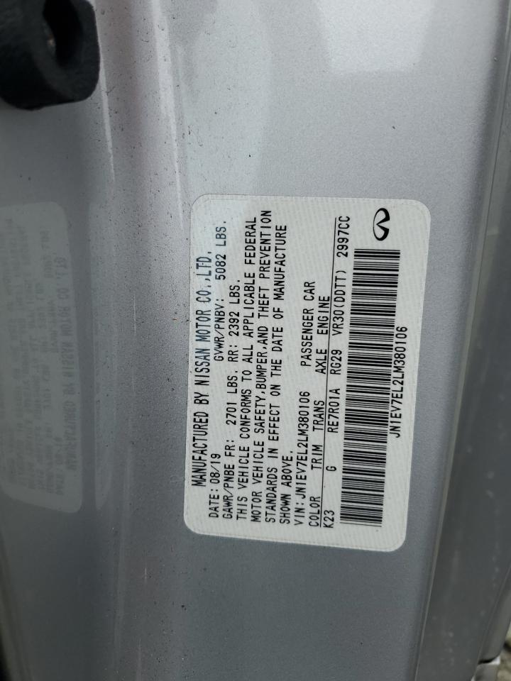 2020 Infiniti Q60 Pure VIN: JN1EV7EL2LM380106 Lot: 68088905