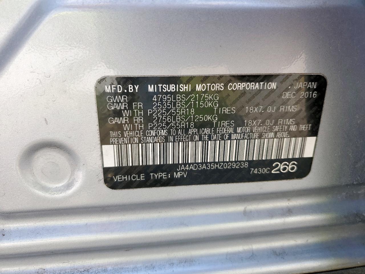 2017 Mitsubishi Outlander Se VIN: JA4AD3A35HZ029238 Lot: 68504945