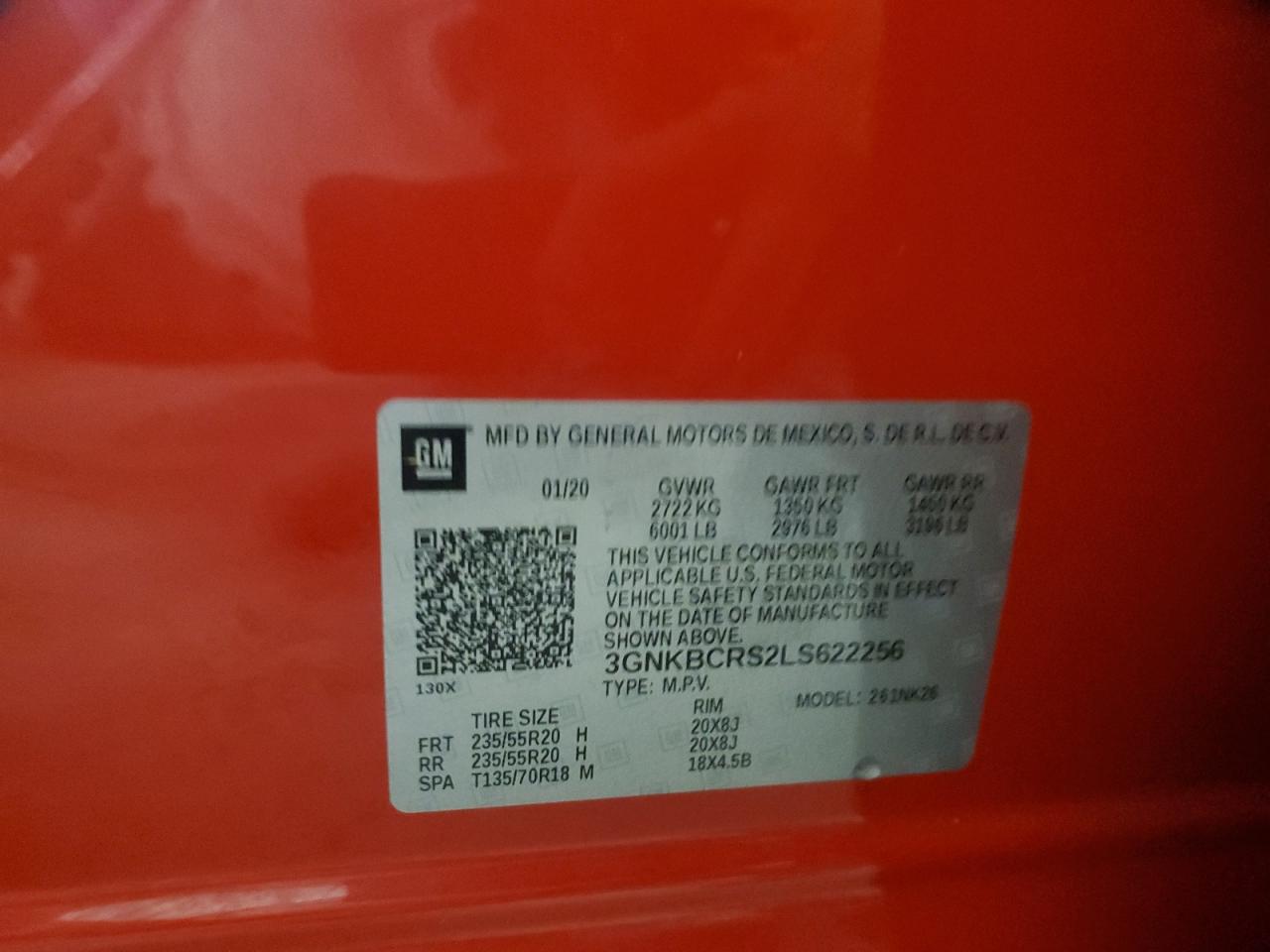 2020 Chevrolet Blazer 2Lt VIN: 3GNKBCRS2LS622256 Lot: 69793145