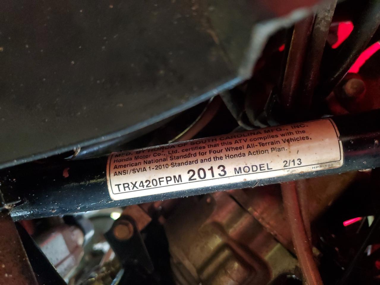 2013 Honda Trx420 Fpm VIN: 1HFTE35F2D4602139 Lot: 69413195