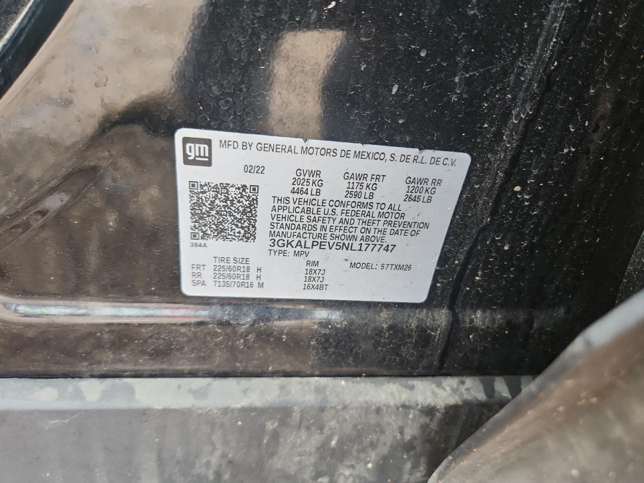 2022 GMC Terrain Slt VIN: 3GKALPEV5NL177747 Lot: 68291665