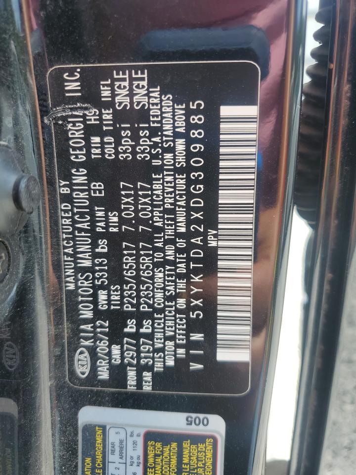 2013 Kia Sorento Lx VIN: 5XYKTDA2XDG309885 Lot: 69007475