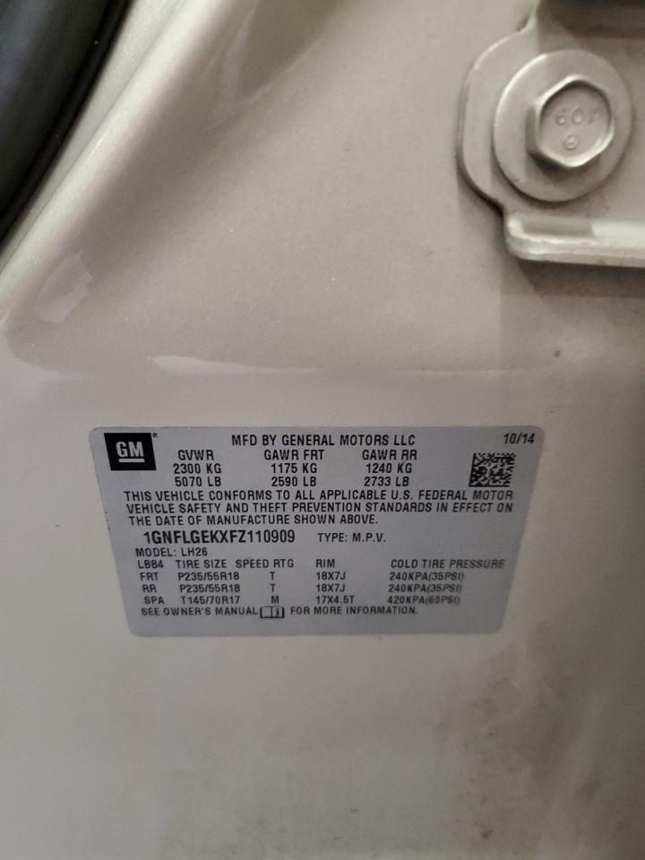 2015 Chevrolet Equinox Lt VIN: 1GNFLGEKXFZ110909 Lot: 69315855