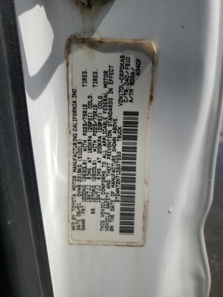 2001 Toyota Tacoma Xtracab VIN: 5TEWN72N71Z837553 Lot: 68886775