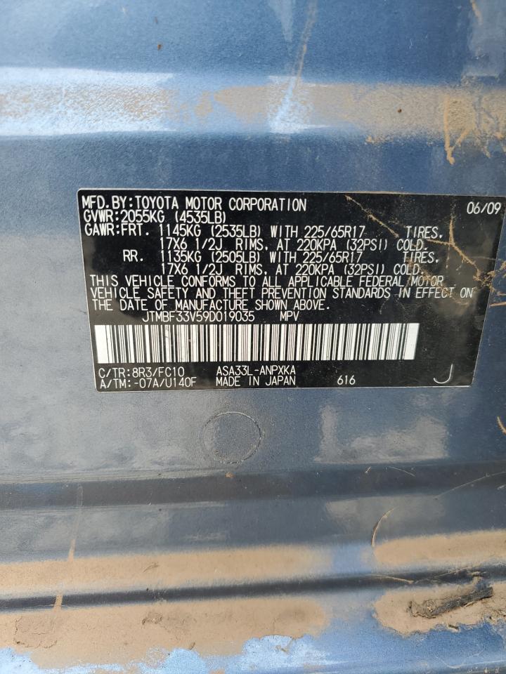 2009 Toyota Rav4 VIN: JTMBF33V59D019035 Lot: 66726875