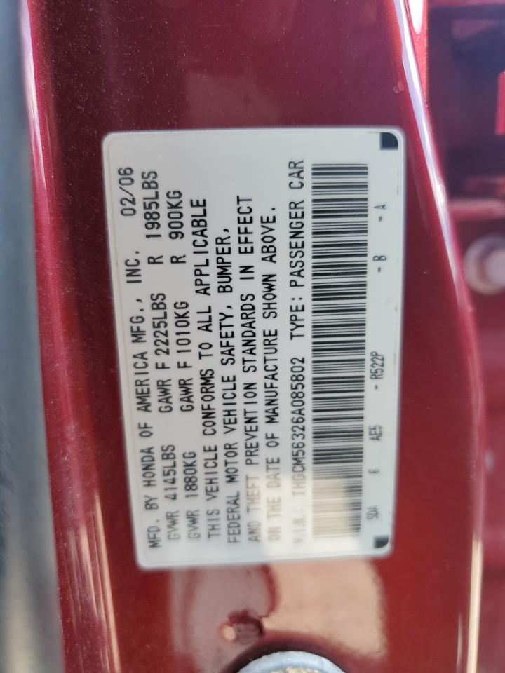 2006 Honda Accord Se VIN: 1HGCM56326A085802 Lot: 70375245