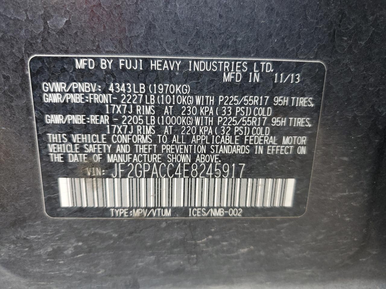 2014 Subaru Xv Crosstrek 2.0 Premium VIN: JF2GPACC4E8245917 Lot: 69857485