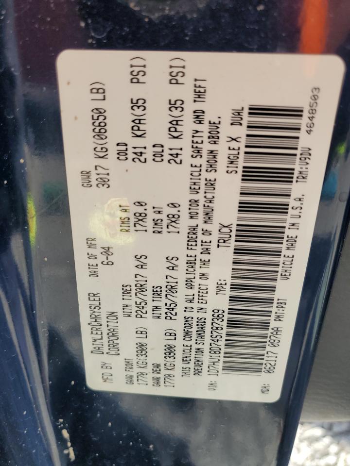 2004 Dodge Ram 1500 St VIN: 1D7HU18D74S787369 Lot: 70160865