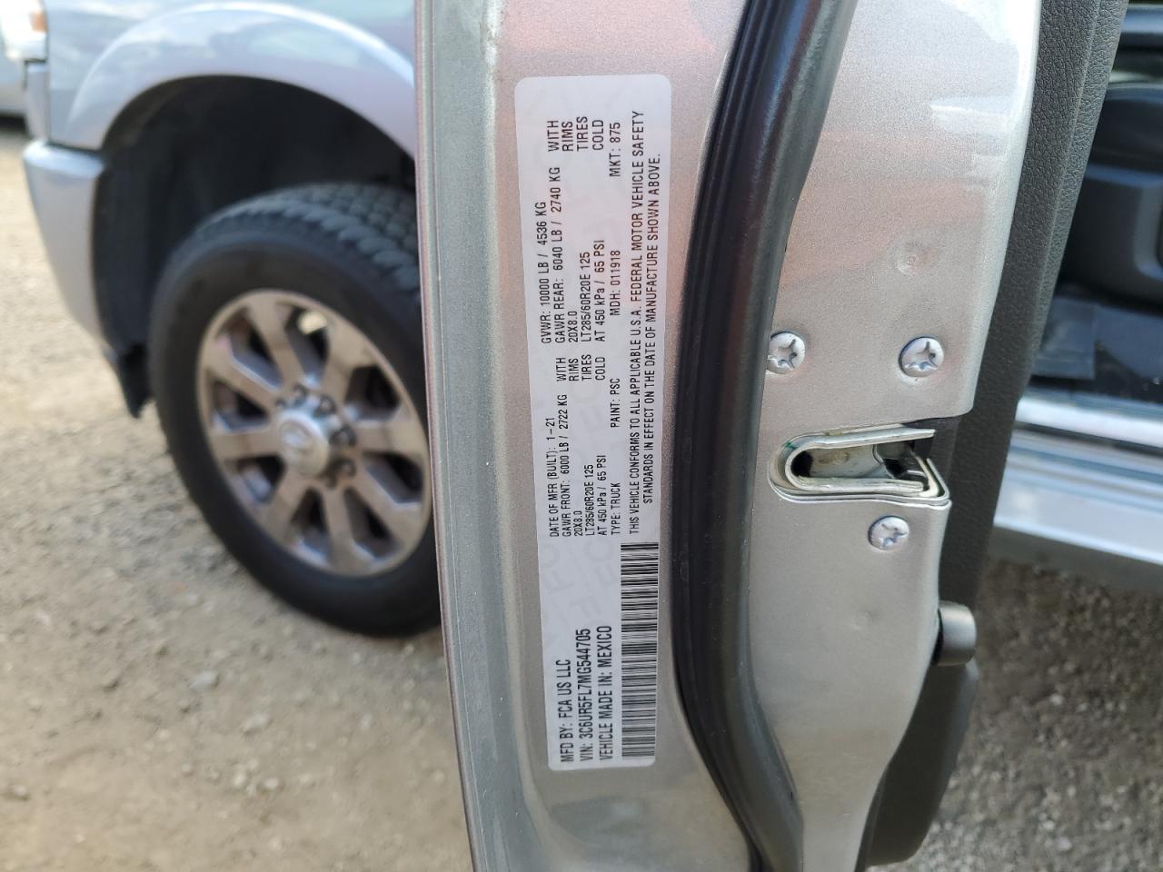 2021 Ram 2500 Laramie VIN: 3C6UR5FL7MG544705 Lot: 69869425