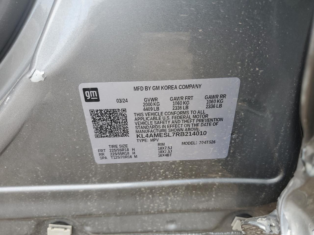 2024 Buick Encore Gx Sport Touring VIN: KL4AMESL7RB214010 Lot: 69460785