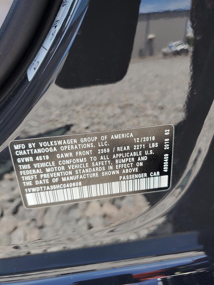 2017 Volkswagen Passat R-Line VIN: 1VWDT7A35HC040608 Lot: 84032565