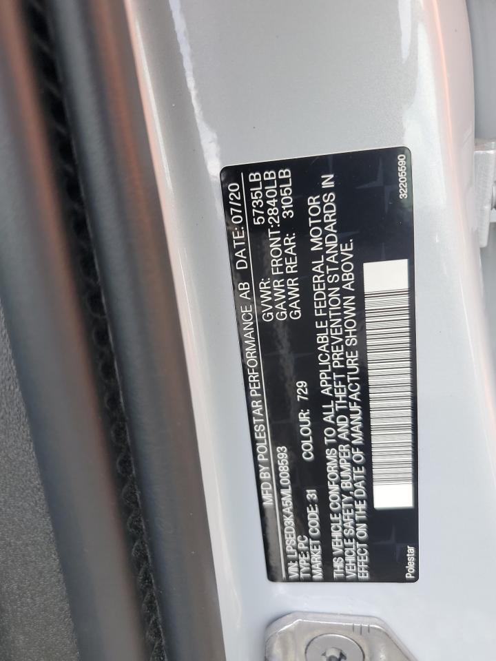 2021 Polestar 2 VIN: LPSED3KA5ML008593 Lot: 68626855