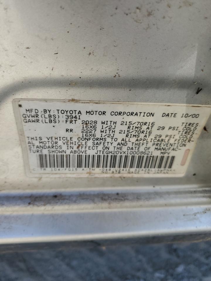 2001 Toyota Rav4 VIN: JTEGH20VX10008621 Lot: 67586135