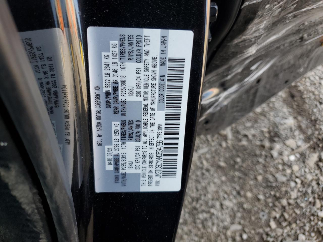 2021 Mazda Cx-9 Touring VIN: JM3TCBCYXM0534766 Lot: 70713015