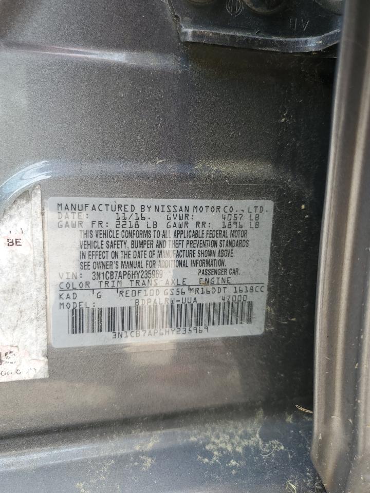 2017 Nissan Sentra Sr Turbo VIN: 3N1CB7AP6HY235969 Lot: 70333555