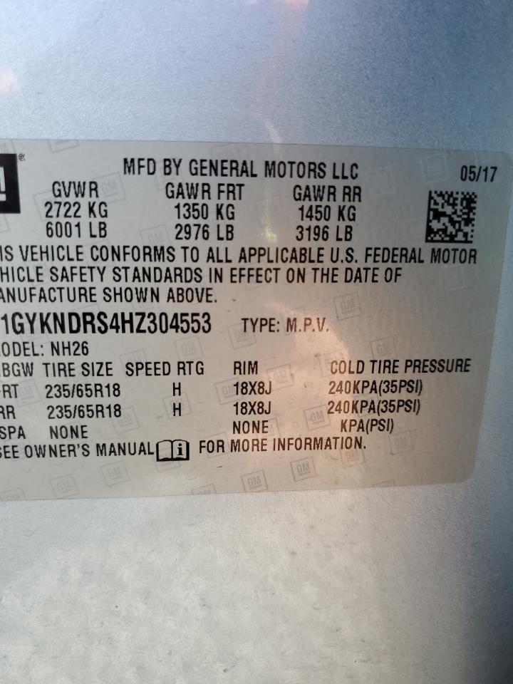 2017 Cadillac Xt5 Luxury VIN: 1GYKNDRS4HZ304553 Lot: 68335125