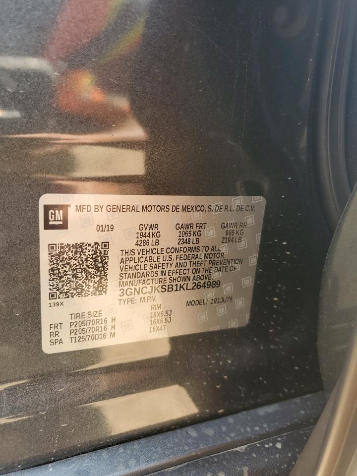 2019 Chevrolet Trax Ls VIN: 3GNCJKSB1KL264989 Lot: 68956985