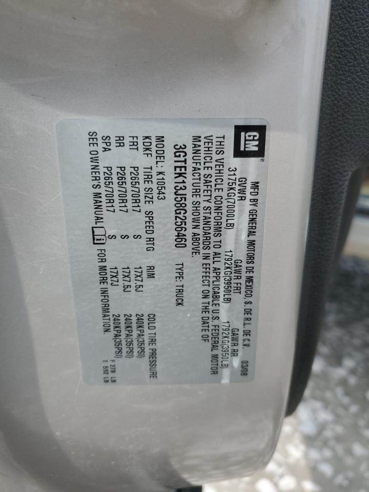 2008 GMC Sierra K1500 VIN: 3GTEK13J58G256460 Lot: 68017885