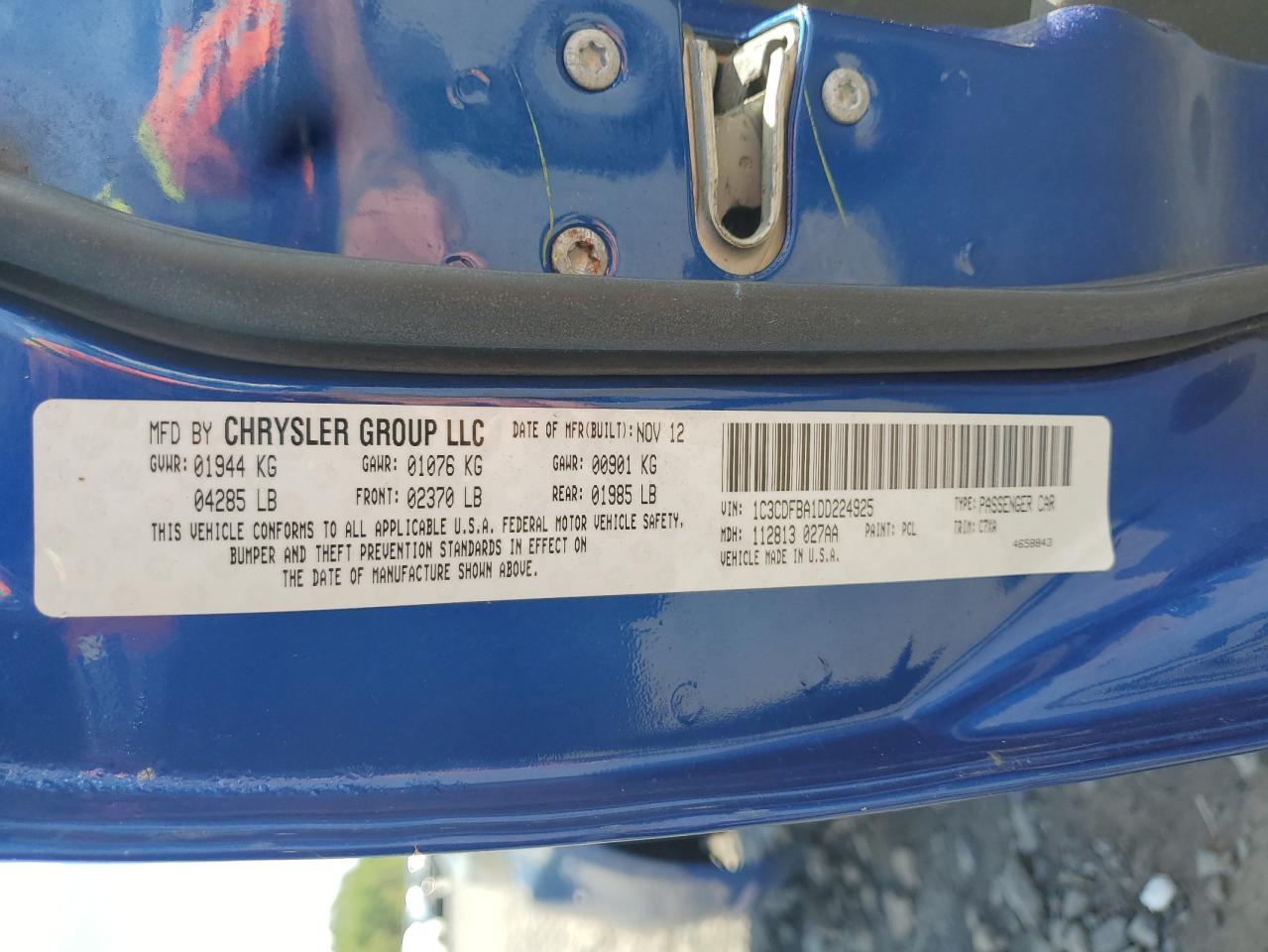 2013 Dodge Dart Sxt VIN: 1C3CDFBA1DD224925 Lot: 69305615