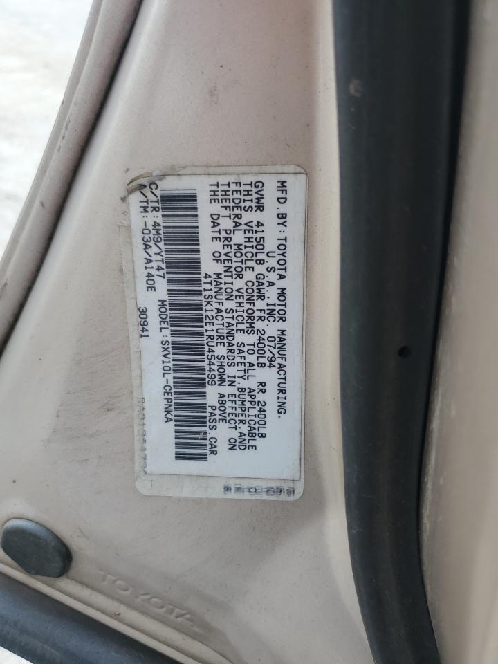 1994 Toyota Camry Le VIN: 4T1SK12E1RU454499 Lot: 67824285