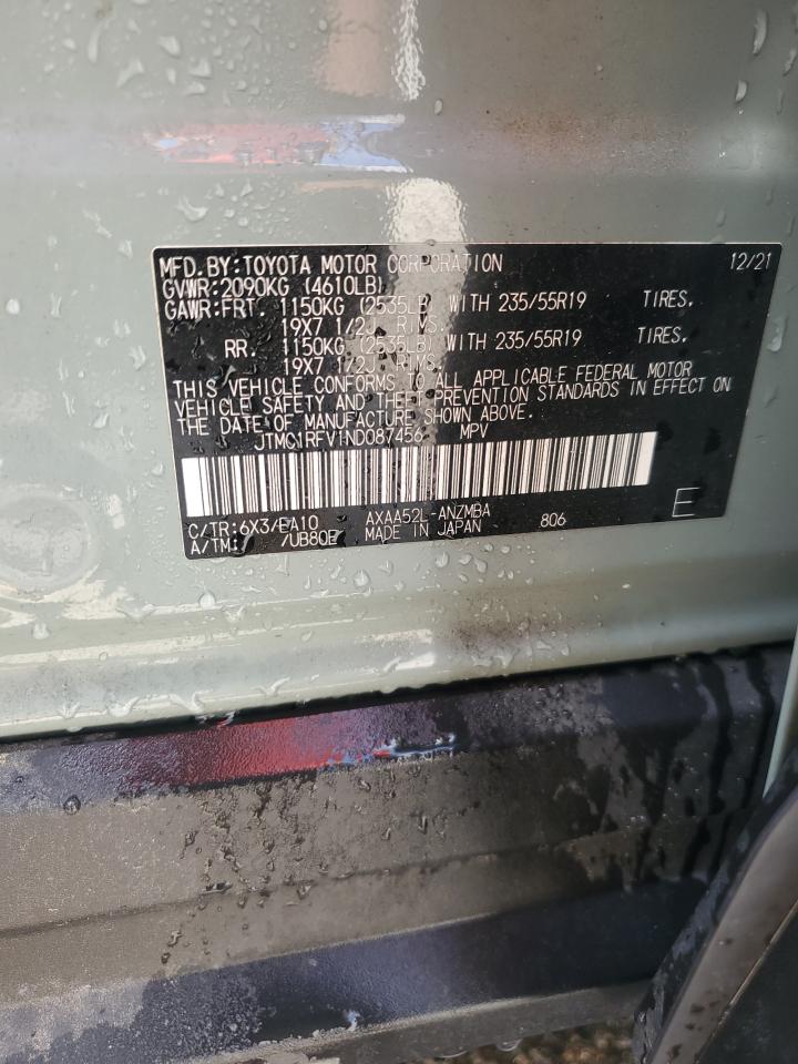 2022 Toyota Rav4 Xle Premium VIN: JTMC1RFV1ND087456 Lot: 69554905