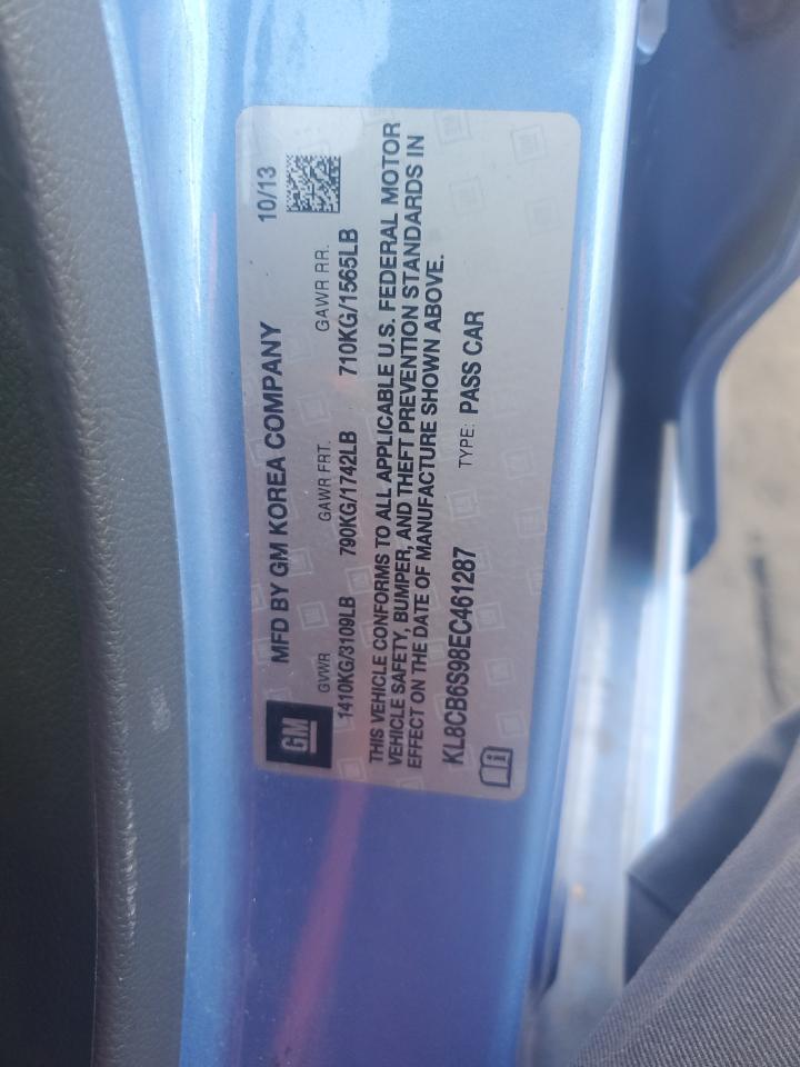 2014 Chevrolet Spark Ls VIN: KL8CB6S98EC461287 Lot: 68781585