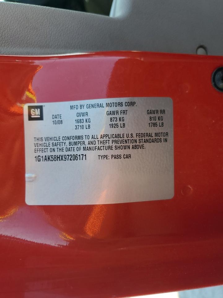 2009 Chevrolet Cobalt Ls VIN: 1G1AK58HX97206171 Lot: 68310695