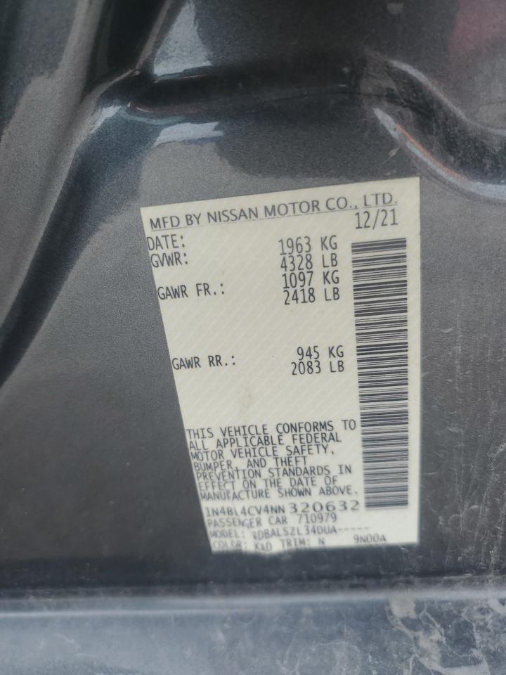 2022 Nissan Altima Sr VIN: 1N4BL4CV4NN320632 Lot: 68098665