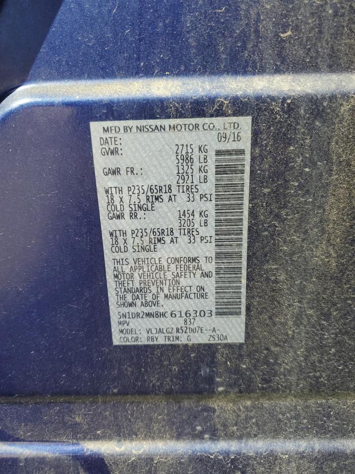 2017 Nissan Pathfinder S VIN: 5N1DR2MN8HC616303 Lot: 69174065