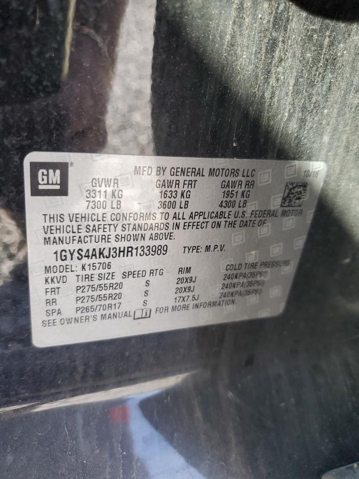 2017 Cadillac Escalade VIN: 1GYS4AKJ3HR133989 Lot: 68216425