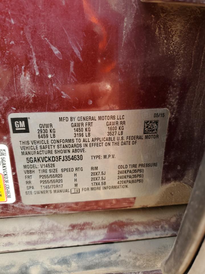 2015 Buick Enclave VIN: 5GAKVCKD3FJ354630 Lot: 90418415