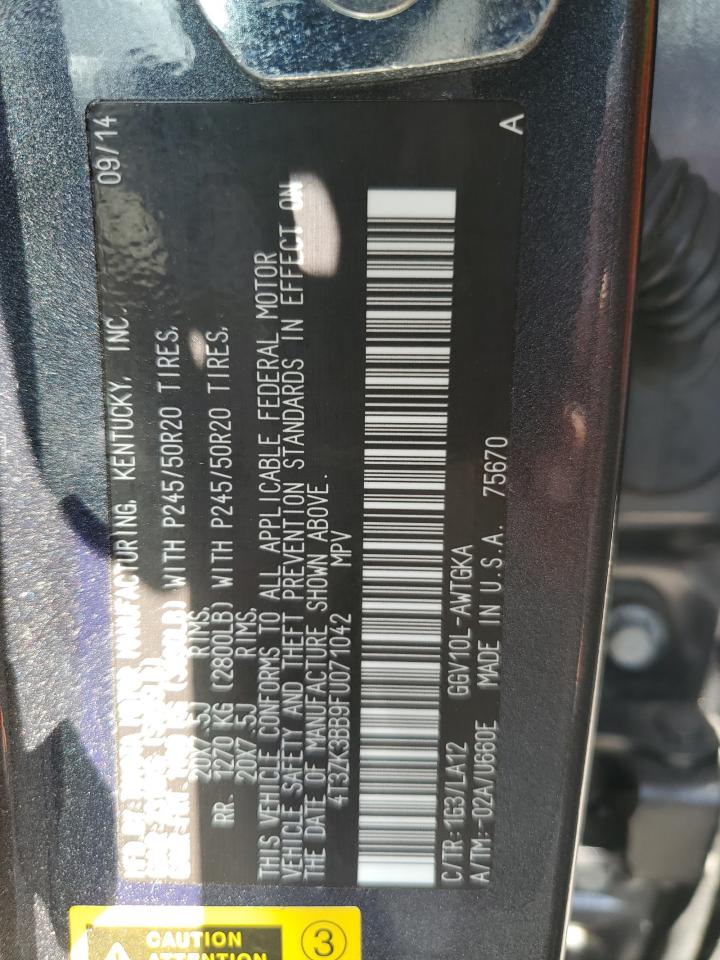 2015 Toyota Venza Le VIN: 4T3ZK3BB9FU071042 Lot: 68086695