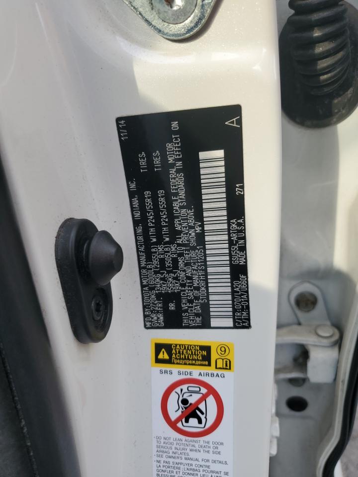 2015 Toyota Highlander Limited VIN: 5TDDKRFH1FS112051 Lot: 70652875