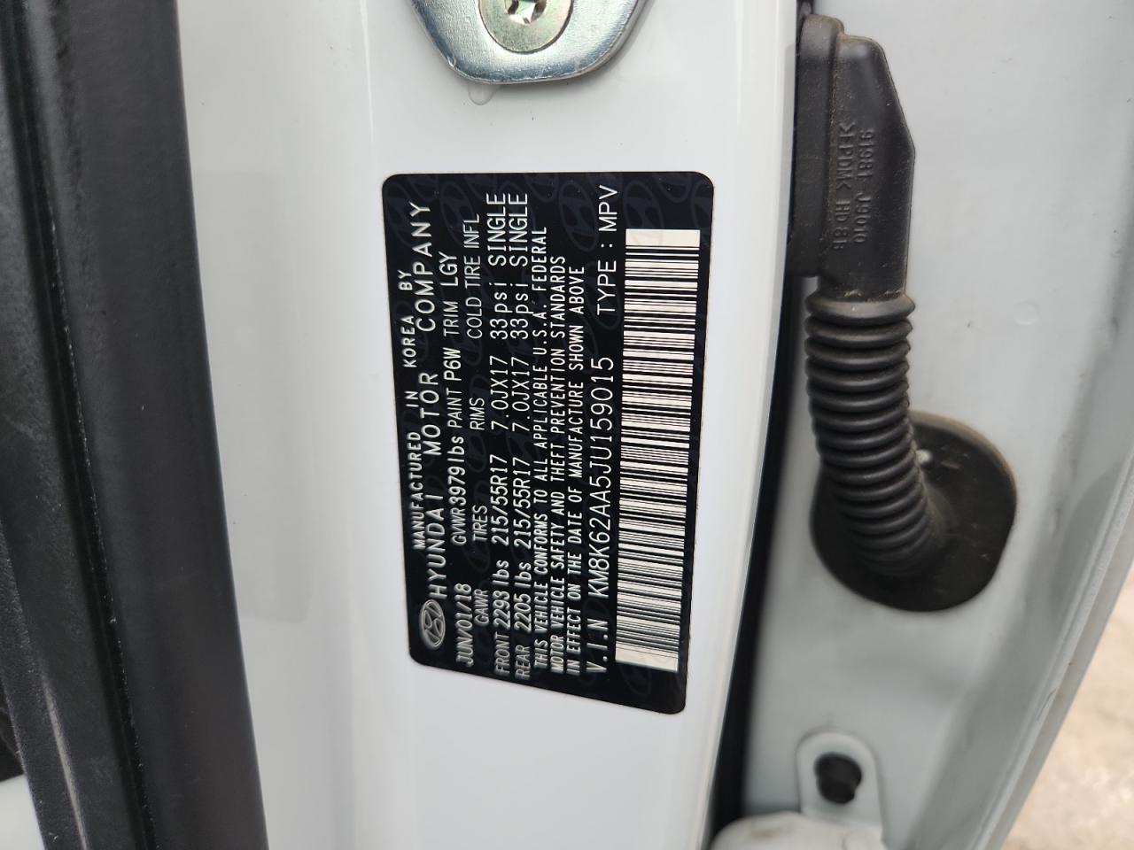 2018 Hyundai Kona Sel VIN: KM8K62AA5JU159015 Lot: 70083485