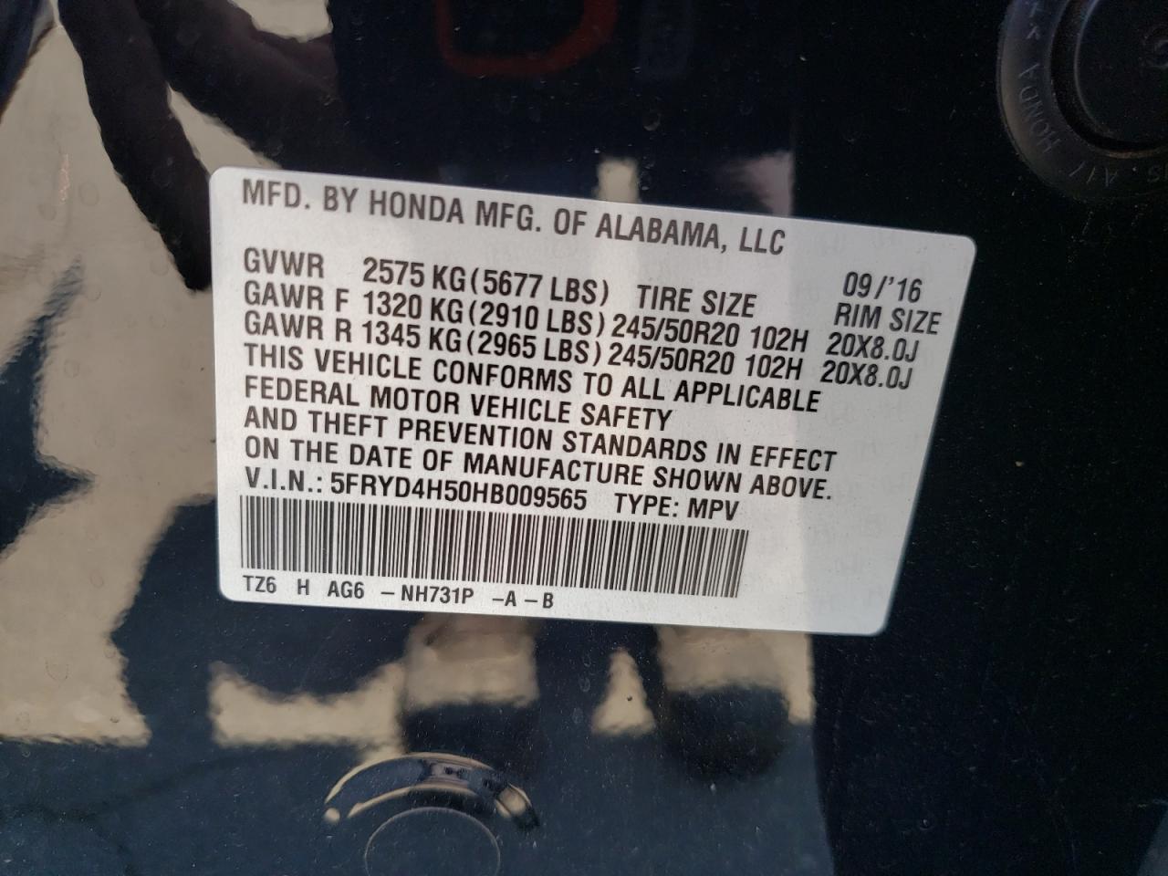 2017 Acura Mdx Technology VIN: 5FRYD4H50HB009565 Lot: 68380325