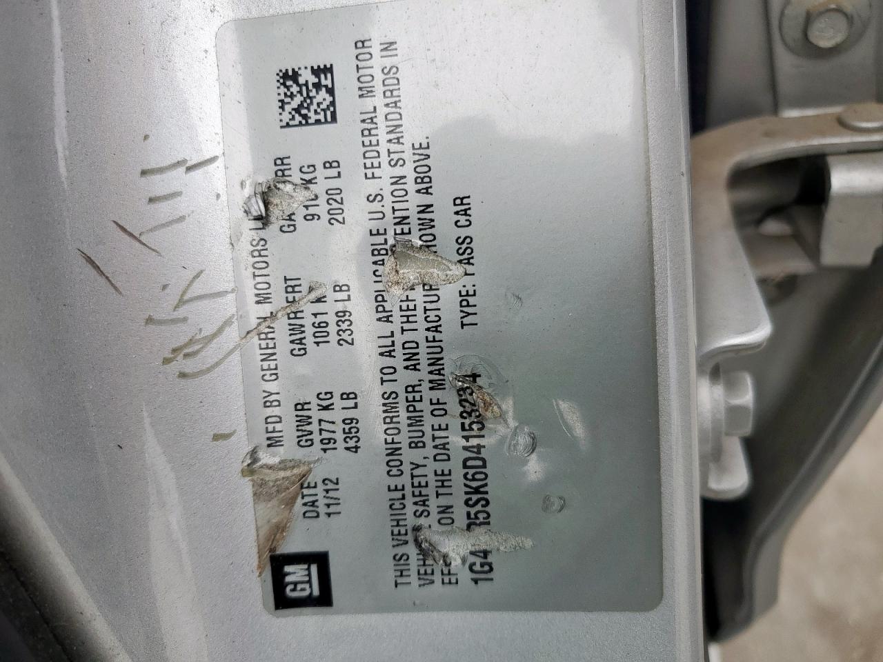 2013 Buick Verano Convenience VIN: 1G4PR5SK6D4153234 Lot: 68766105