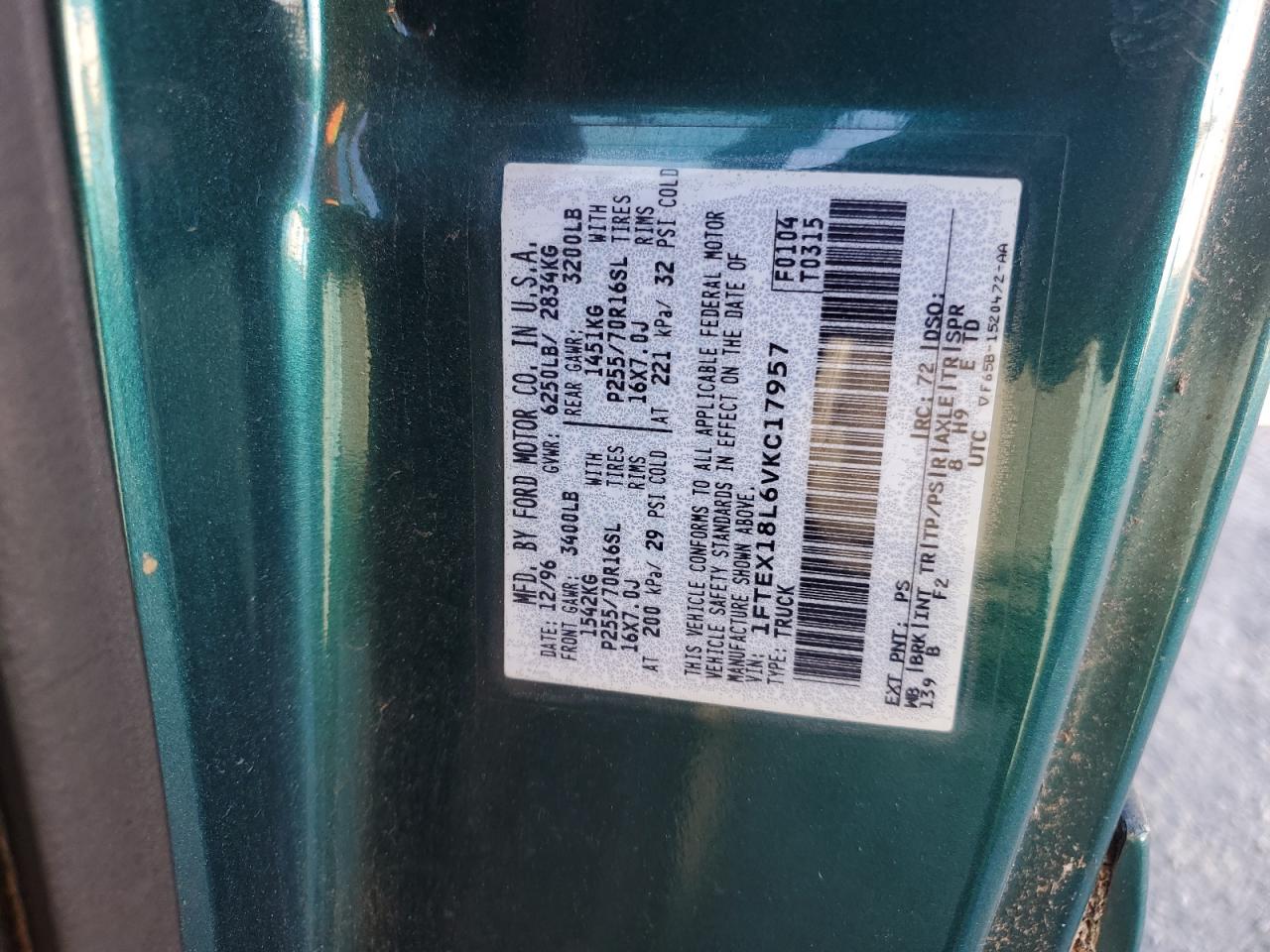 1FTEX18L6VKC17957 1997 Ford F150