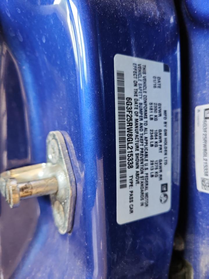 2016 Chevrolet Ss VIN: 6G3F25RW8GL215338 Lot: 69028515