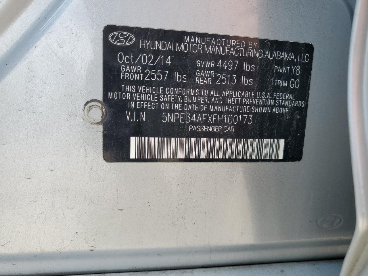 2015 Hyundai Sonata Sport VIN: 5NPE34AFXFH100173 Lot: 67807955