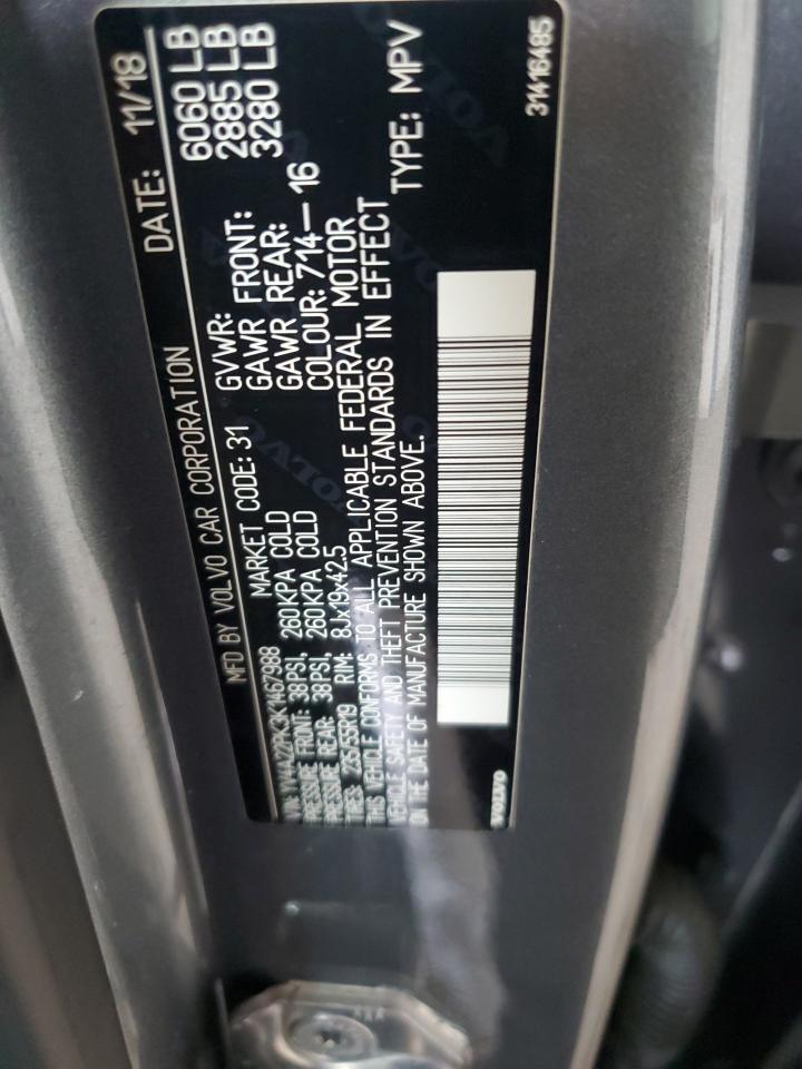 2019 Volvo Xc90 T6 Momentum VIN: YV4A22PK3K1467988 Lot: 70020165