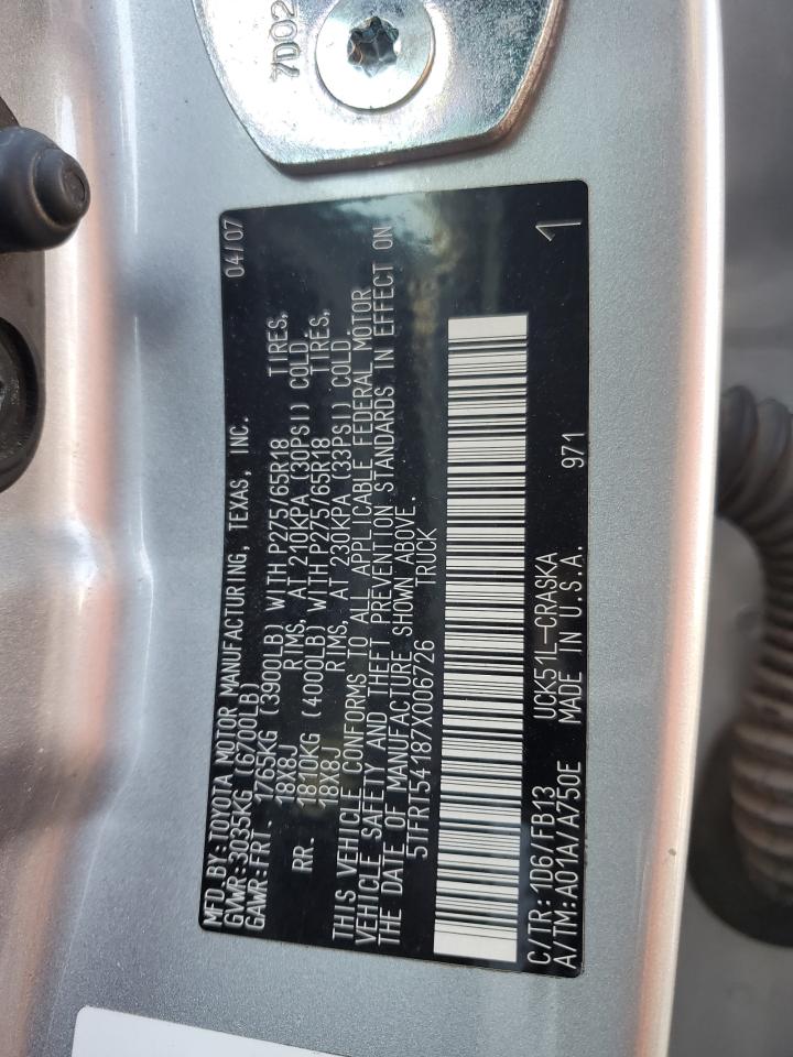 2007 Toyota Tundra Double Cab Sr5 VIN: 5TFRT54187X006726 Lot: 68687575