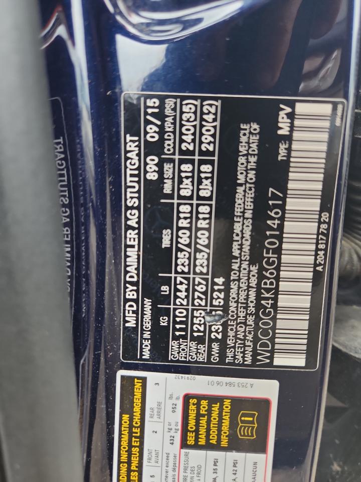 2016 Mercedes-Benz Glc 300 4Matic VIN: WDC0G4KB6GF014617 Lot: 66475305