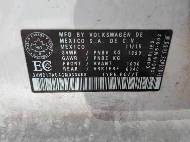 2016 VOLKSWAGEN GOLF S/SE  