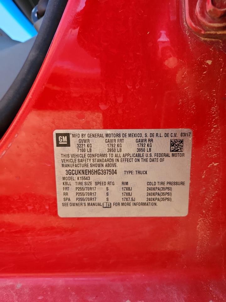 2017 Chevrolet Silverado K1500 VIN: 3GCUKNEH6HG397504 Lot: 69762755