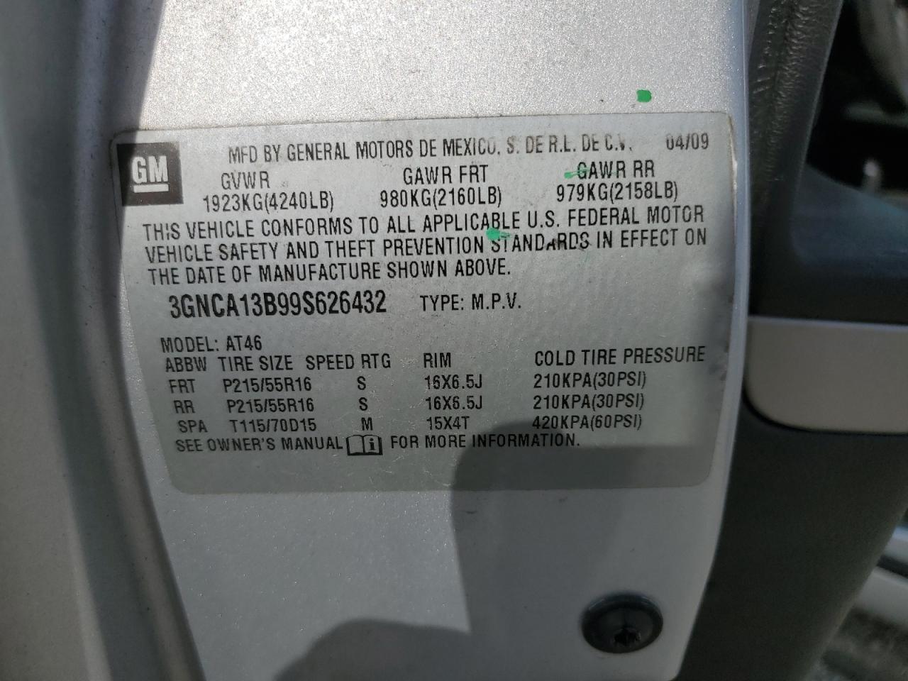 2011 Chevrolet Hhr Ls VIN: 3GNBAAFW5BS643647 Lot: 70016935