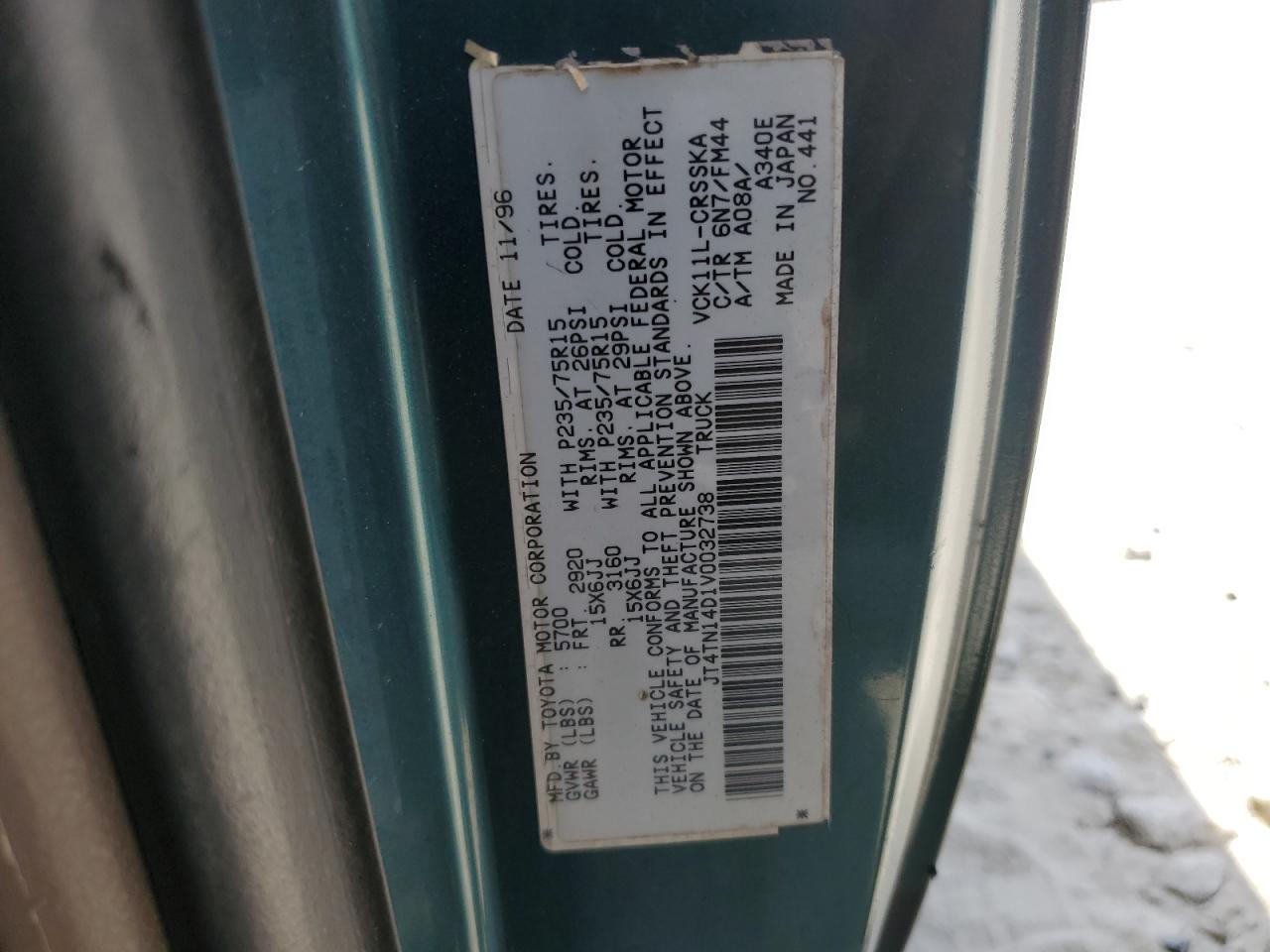 1997 Toyota T100 Xtracab Sr5 VIN: JT4TN14D1V0032738 Lot: 71129385