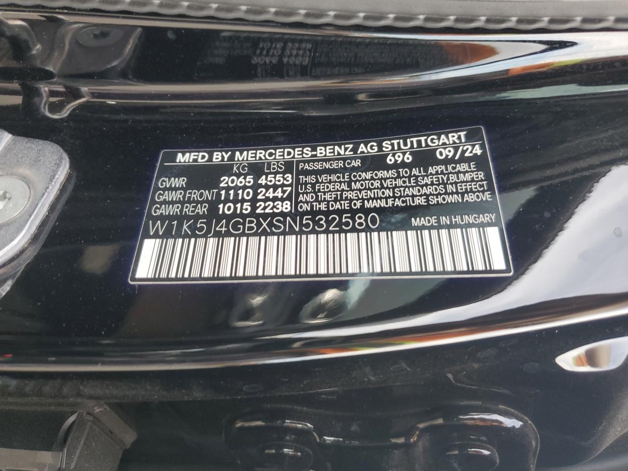 2025 Mercedes-Benz Cla 250 VIN: W1K5J4GBXSN532580 Lot: 69312065