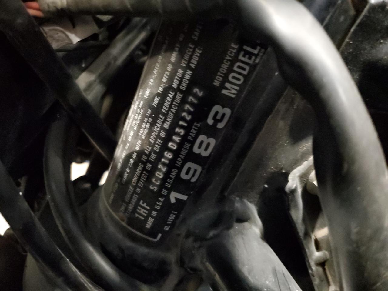 1983 Honda Gl1100 I VIN: 1HFSC0216DA312772 Lot: 70174585